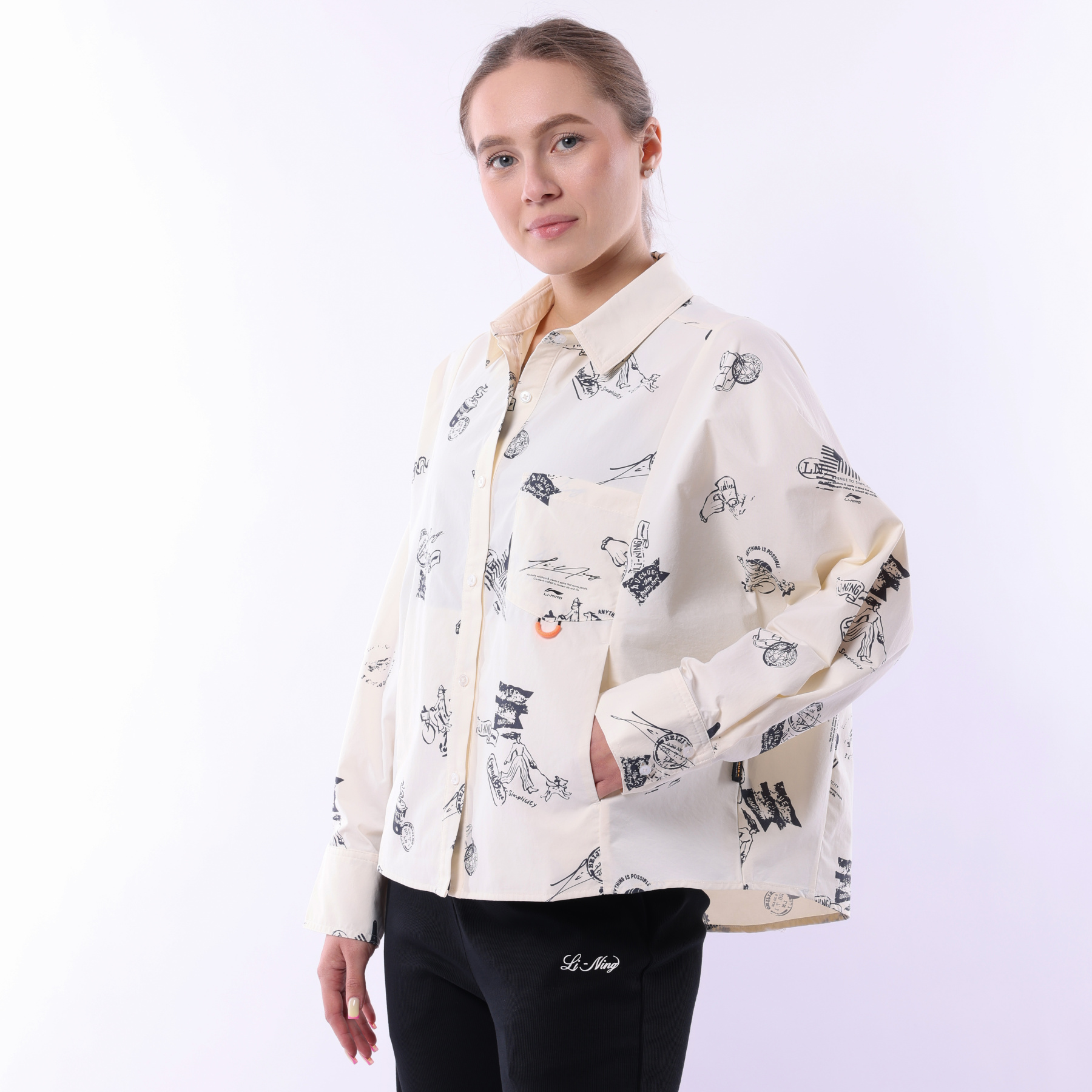 ASHV182-1 Рубашка Cross белый / черный