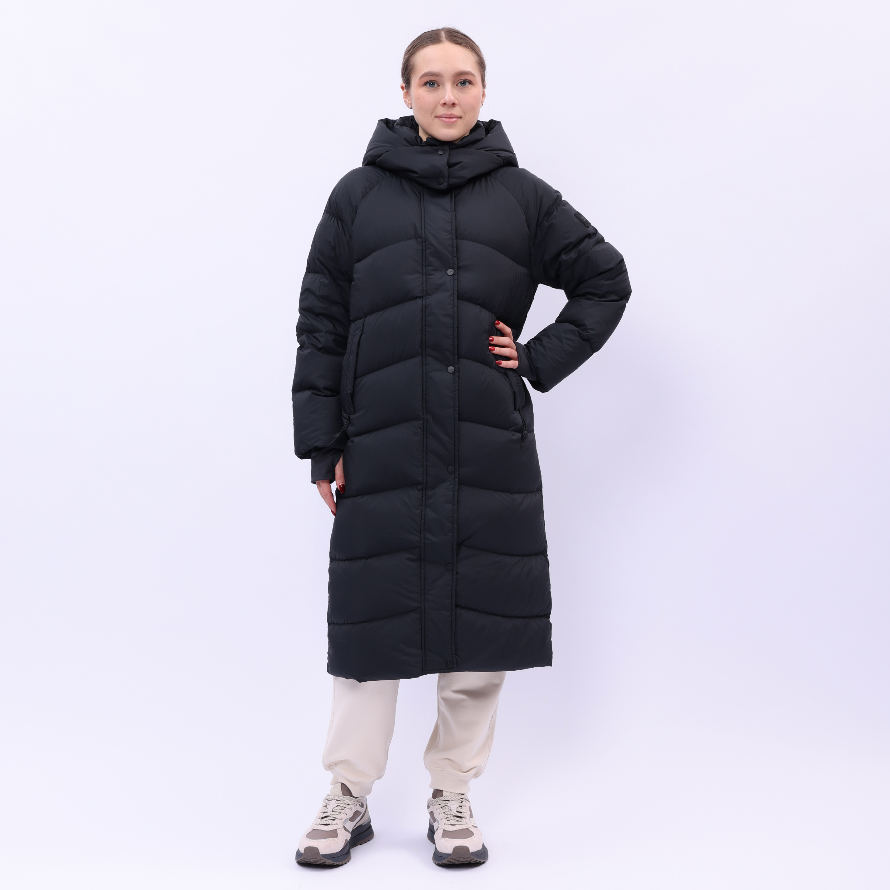 AYMU090-2 Длинный пуховик Workout чёрный