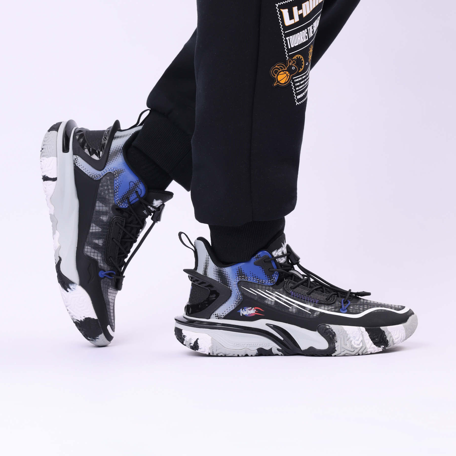 YKBU068-7 Basketball Category Youth Basketball Shoes Black/Shadow Violet Blue