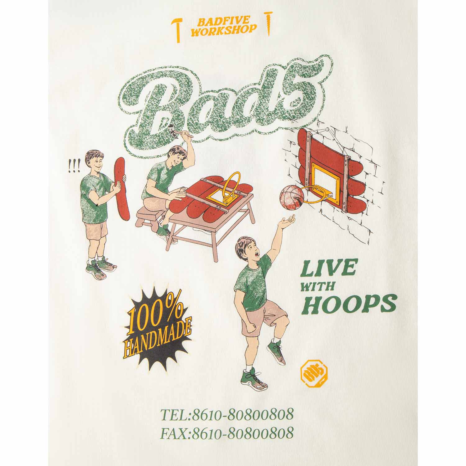 AHSV225-7 Футболка Bad5 Off-Court белый