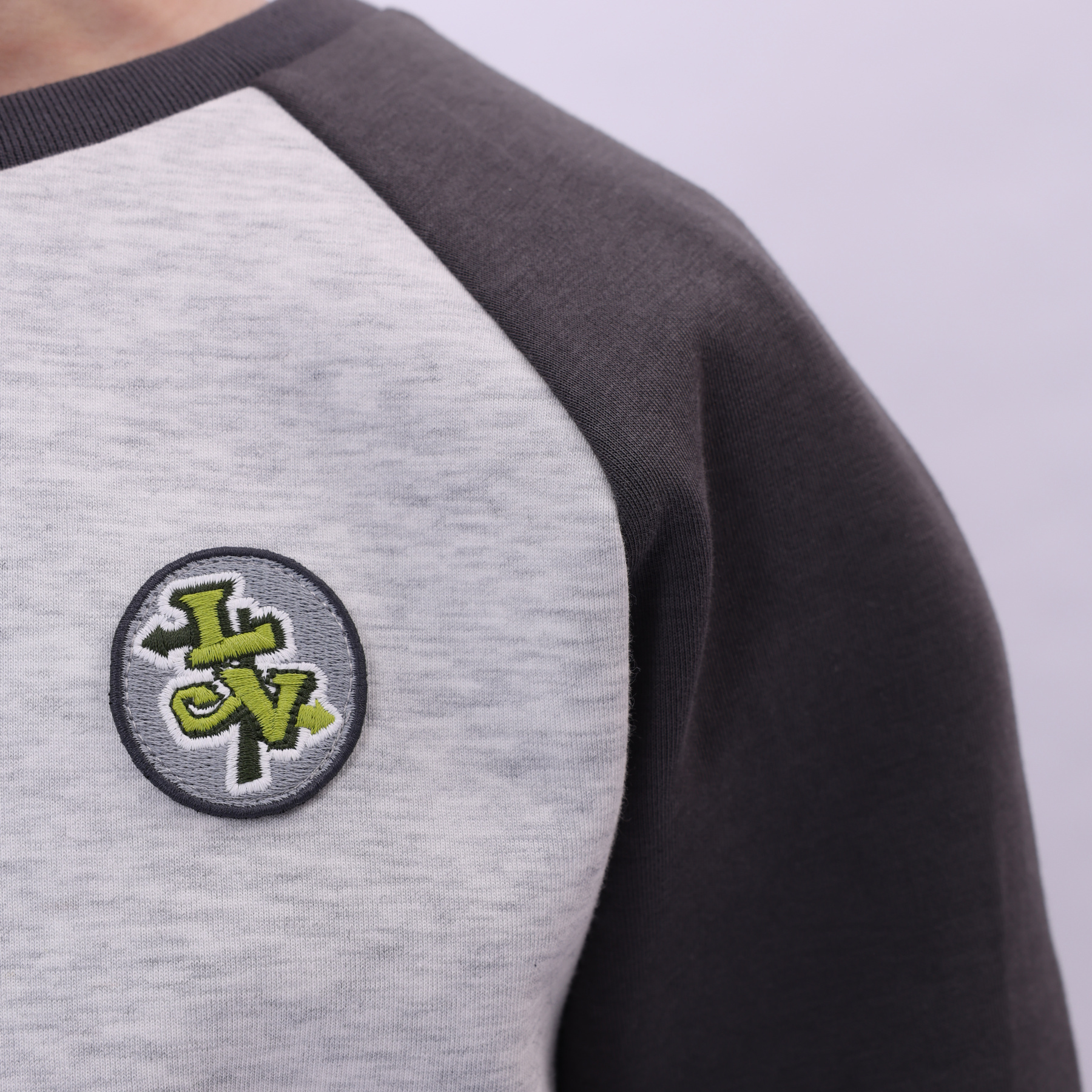 YWDU069-2 Kids Po Knit Top Heather Deep Antarctic Grey/Sandal Black