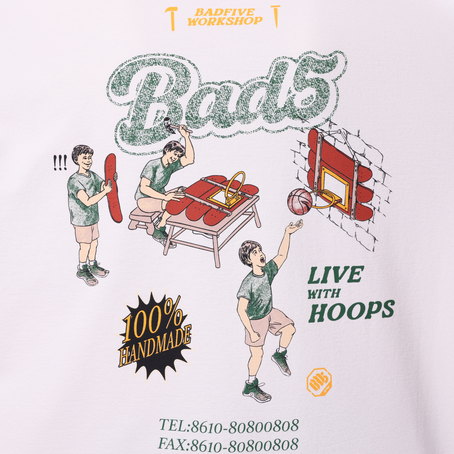 AHSV225-7 Футболка Bad5 Off-Court белый