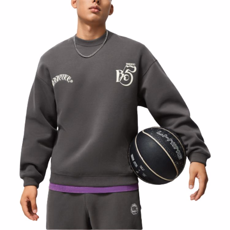 AWDU091-6 Basketball Po Knit Top Obsidian Gray