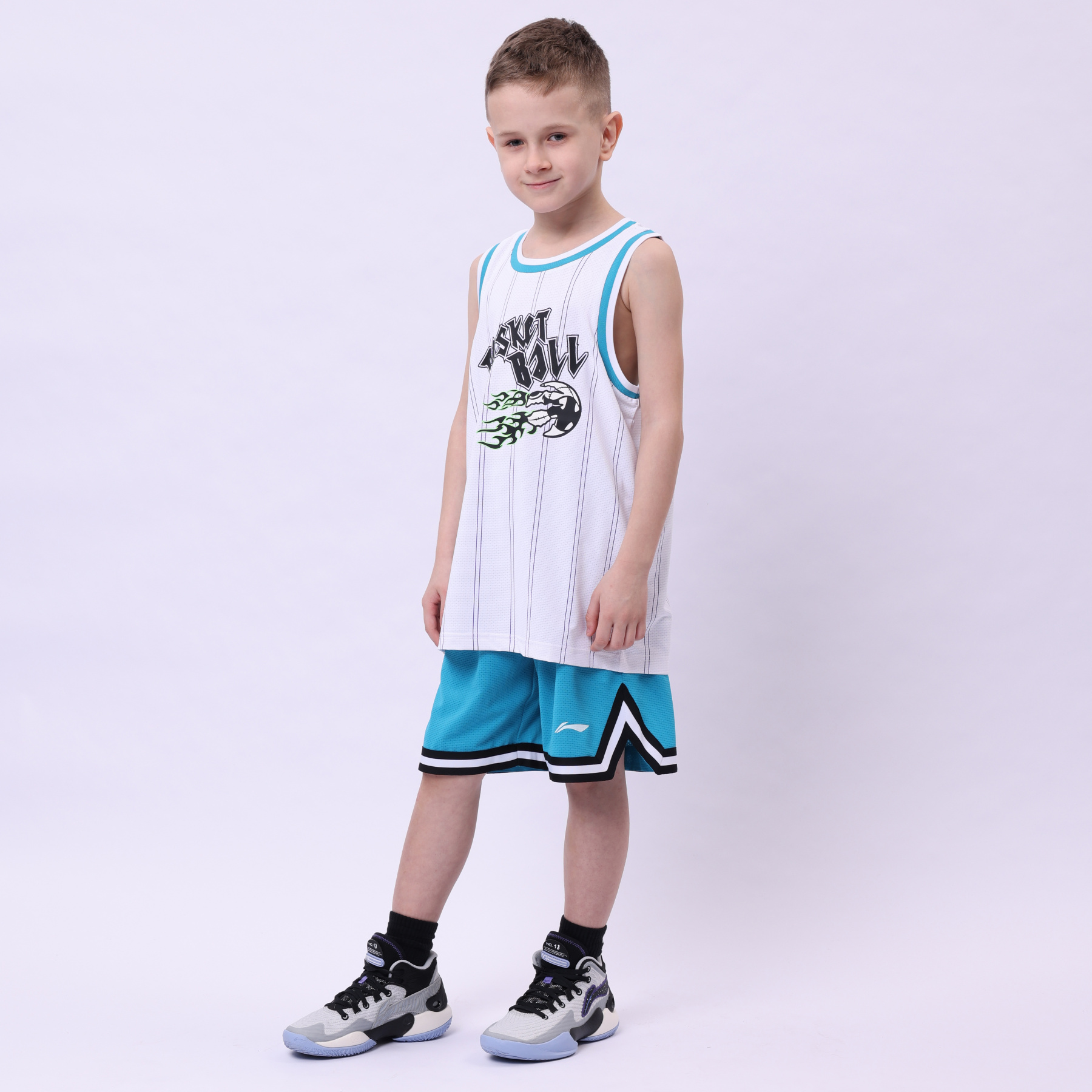 YATU007-1 Basketball Race Set Blue White Stripes/India Blue