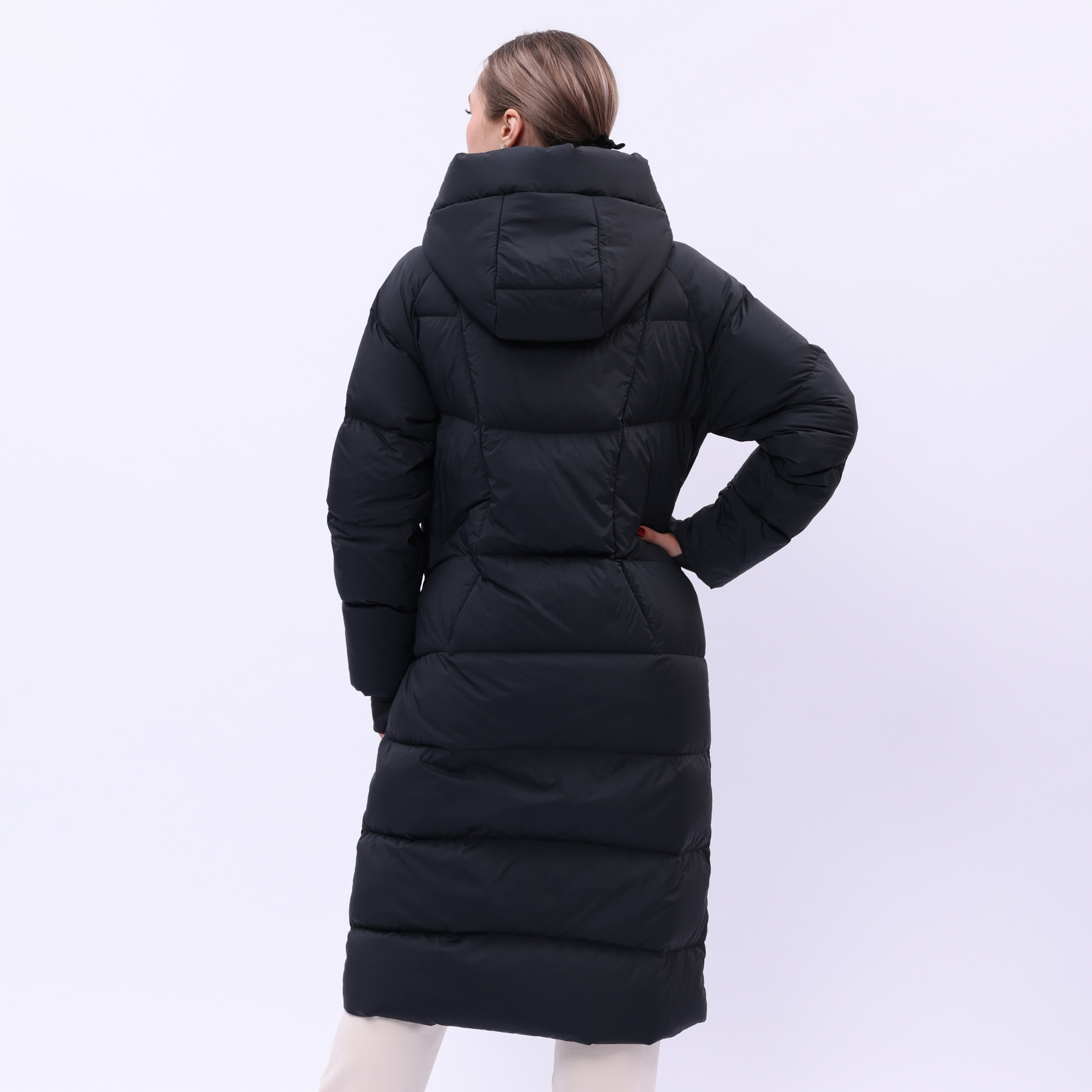 AYMU090-2 Длинный пуховик Workout чёрный