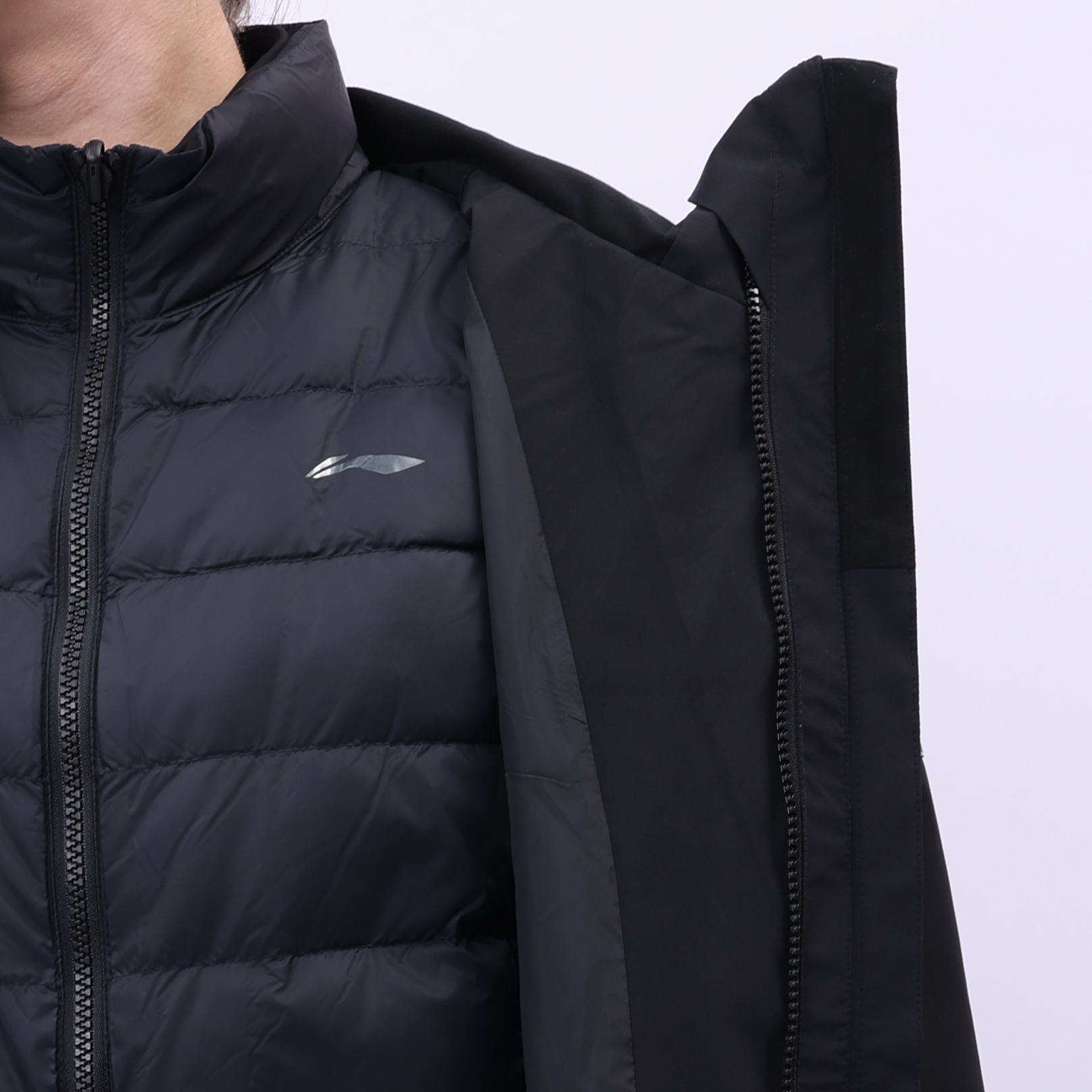 AWBU026-5 Пуховик + ветровка (3 в 1) Essentials чёрный