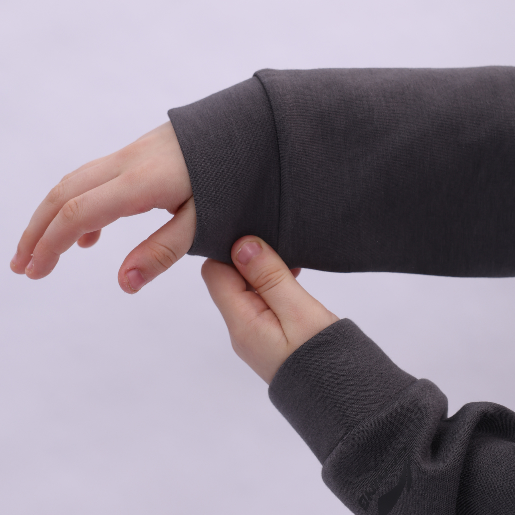 YWDU069-2 Kids Po Knit Top Heather Deep Antarctic Grey/Sandal Black